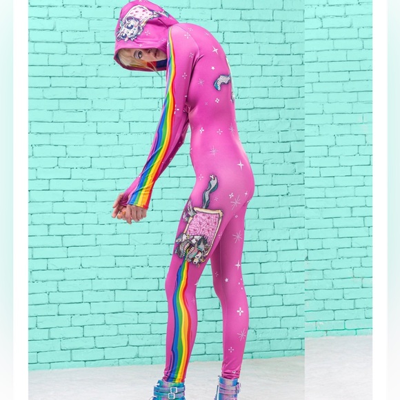 Badinka Schizo Cat Fit Onesie (Pink) size medium M - Picture 2 of 5